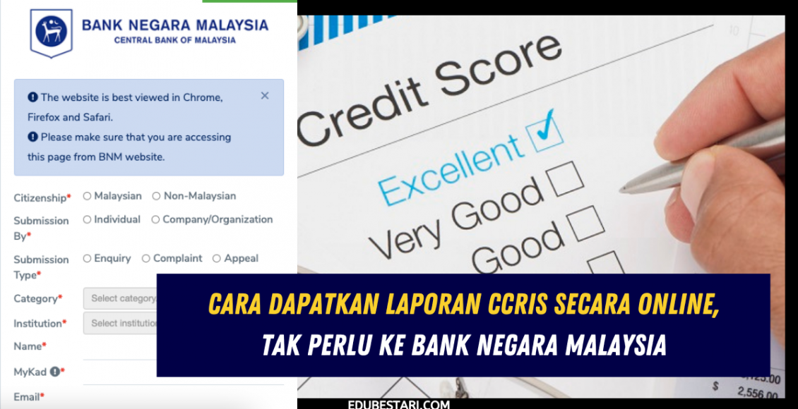 Cara Dapatkan Laporan CCRIS Secara Online, Tak Perlu Ke Bank Negara Malaysia