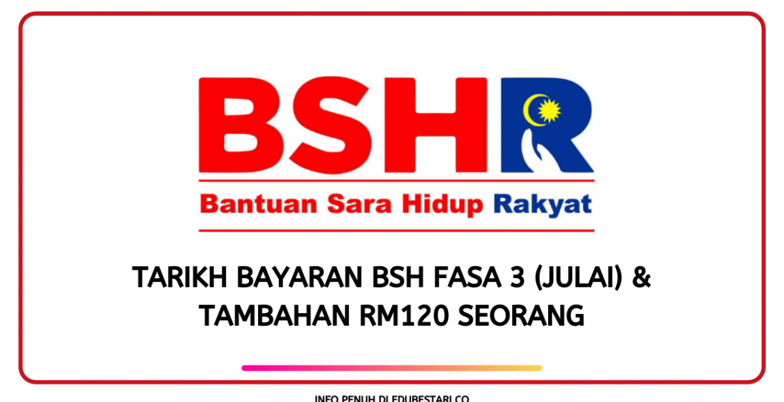 Tarikh Bayaran BSH Fasa 3 (Julai) & Tambahan RM120 Seorang