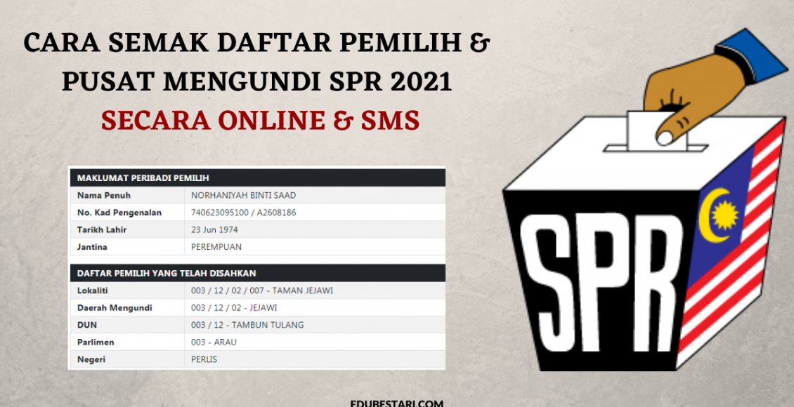 Cara Semak Daftar Pemilik Dan Pusat Mengundi SPR 2021 Secara Online & SMS