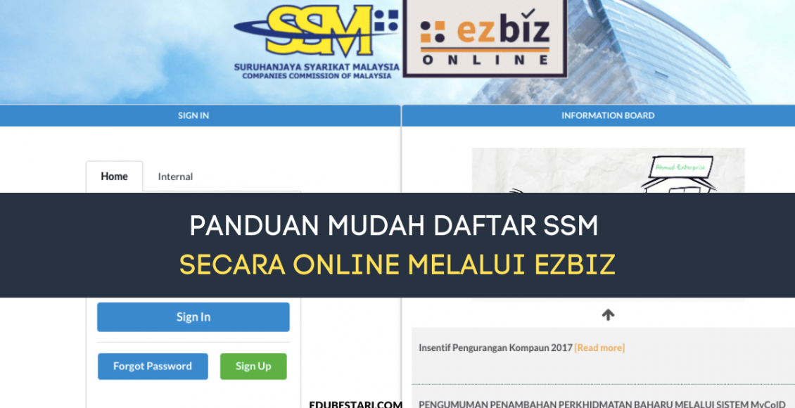 Panduan Mudah Daftar SSM Secara Online Melalui ezBiz