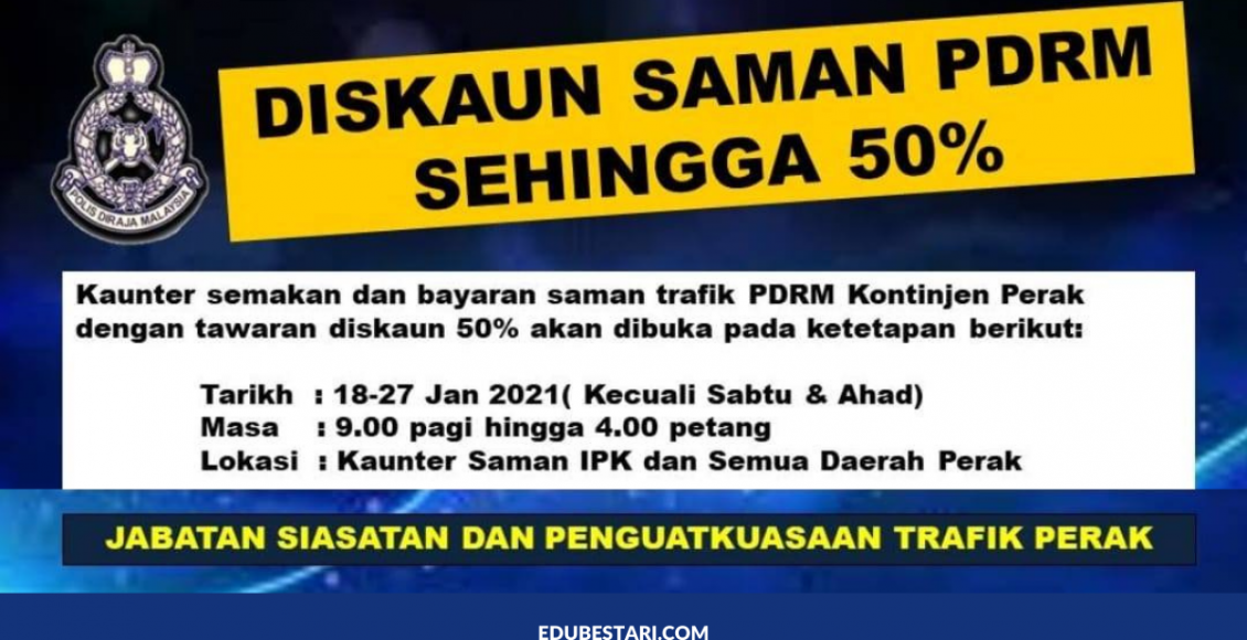 Negeri Perak Tawarkan Diskaun Saman Sehingga 50% Hingga 27 Januari Ini