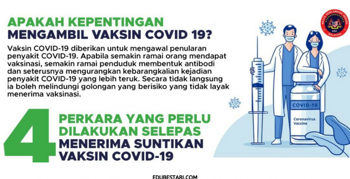 4 Perkara Yang Perlu Dilakukan Selepas Terima Suntikan Vaksin Covid-19