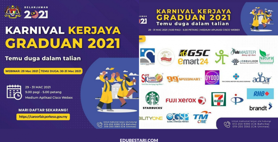 Karnival Kerjaya Graduan 2021: Temuduga Online Pelbagai Jawatan Syarikat Terkemuka Ditawarkan