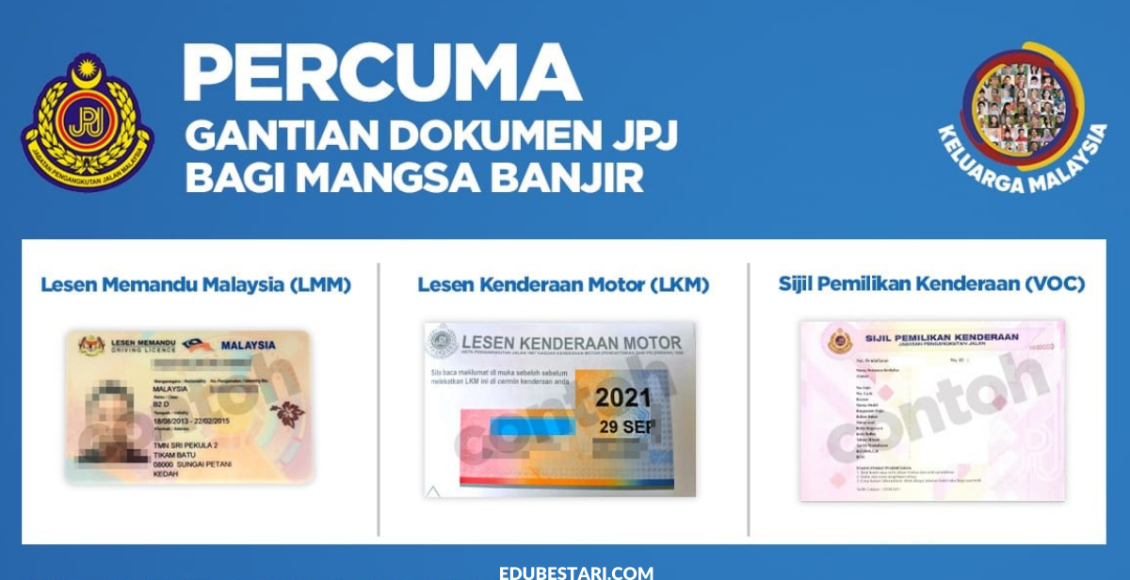 Cara Mohon Gantian Lesen, Roadtax & Geran Kenderaan Percuma Yang Rosak/ Hilang Akibat Banjir