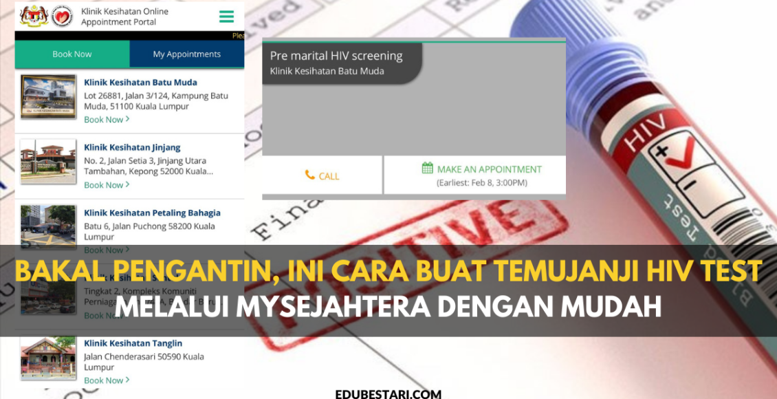 Bakal Pengantin, Ini Cara Buat Temujanji HIV Test Melalui MySejahtera Dengan Mudah