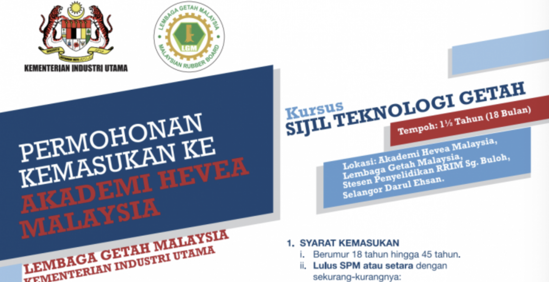 Pengambilan Program Sijil Teknologi Getah (STG) 2019 Untuk Lepasan SPM