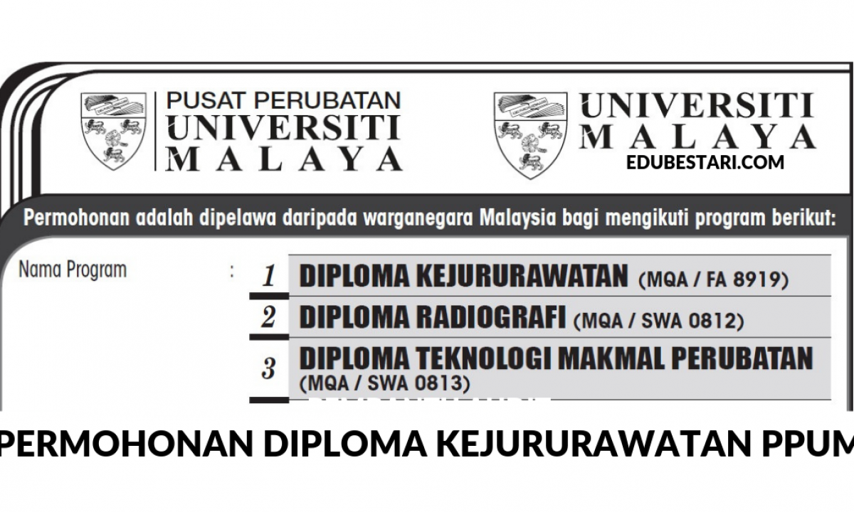 Permohonan Diploma Kejururawatan Ppum 2020 Pusat Perubatan Universiti Malaya Edu Bestari