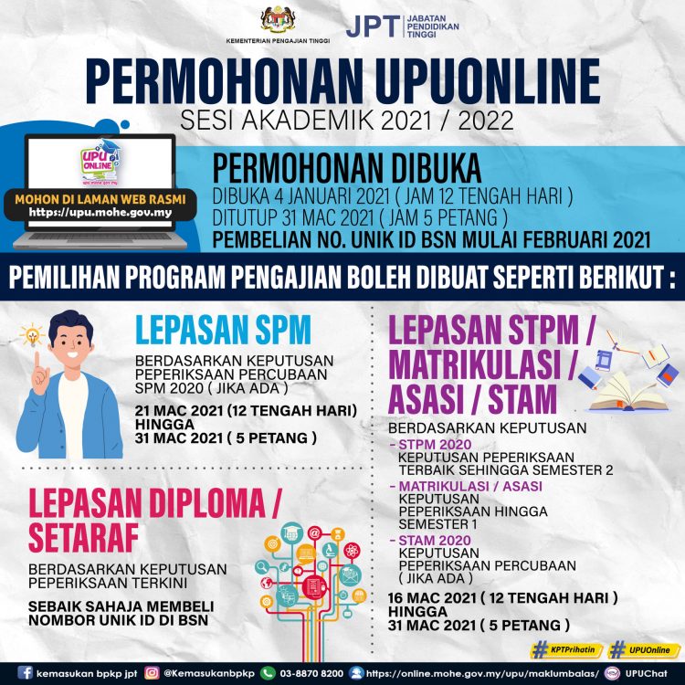 Tarikh Pembelian No Pin Upu Bsn Kemasukan Universiti Awam 2021 2022 Edu Bestari