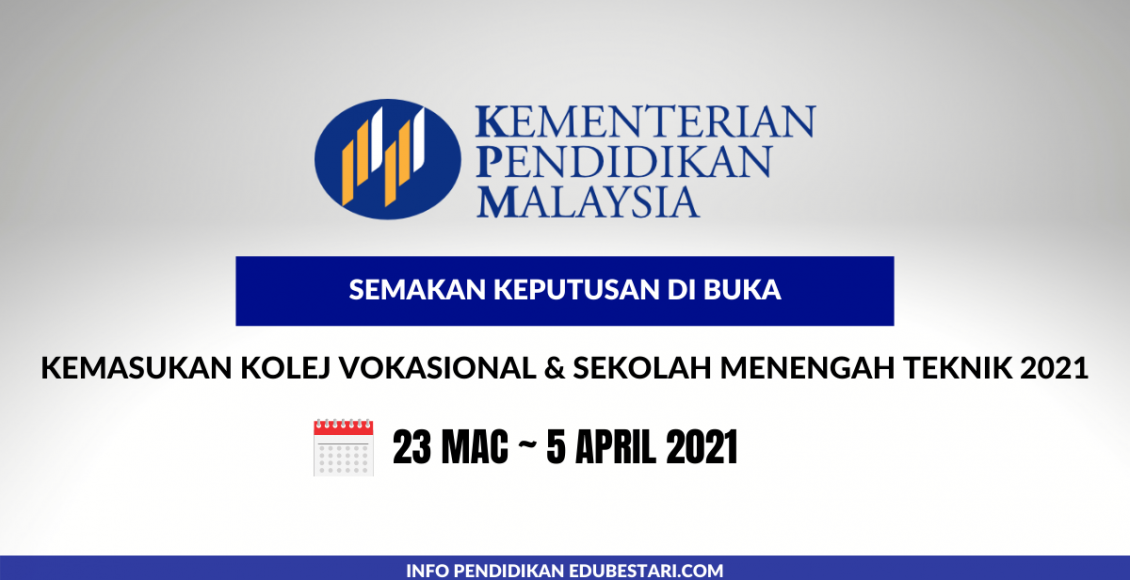Semakan Keputusan Kemasukan Kolej Vokasional & Sekolah Menengah Teknik 2020 (1)