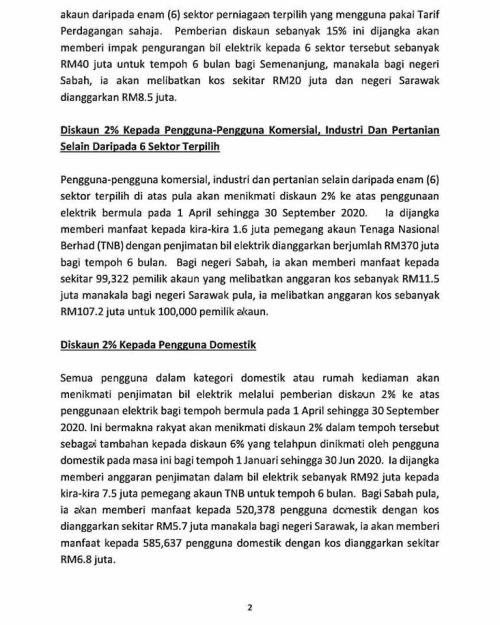 Diskaun Bil Elektrik Kepada Rakyat Bagi Penggunaan Elektrik Bulan April Hingga Septermber