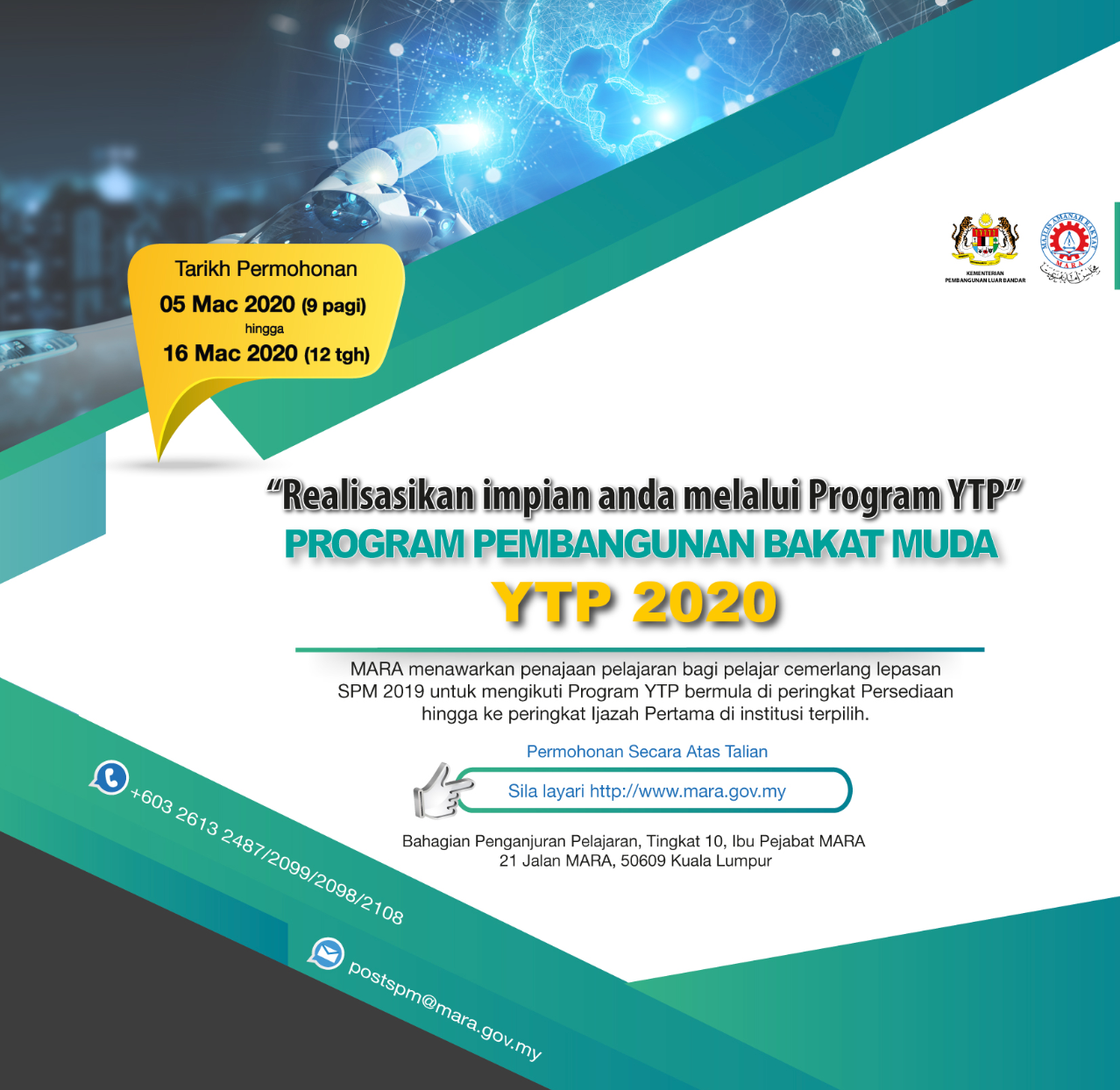 Permohonan Young Talent Development Programme (YTP) MARA Di Buka