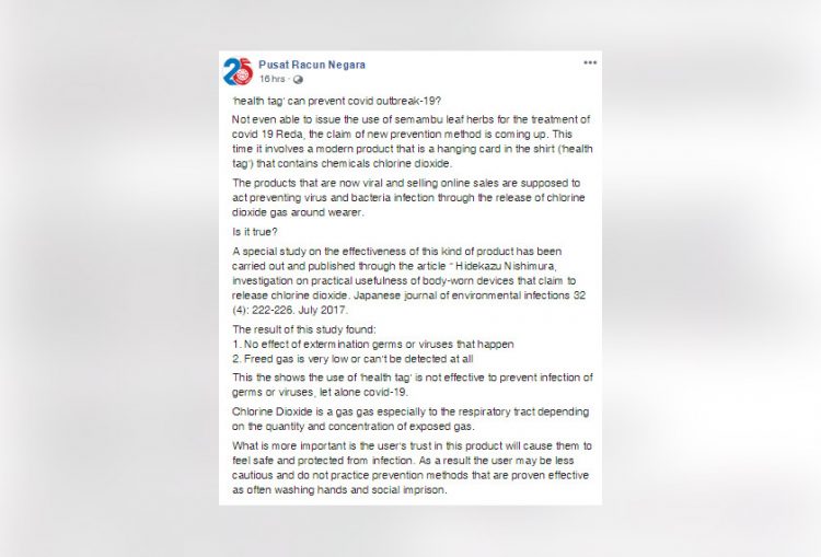 Kad Kesihatan Viral Klorin Dioksida Tak Boleh Cegah Covid-19, Jangan Kena Scam