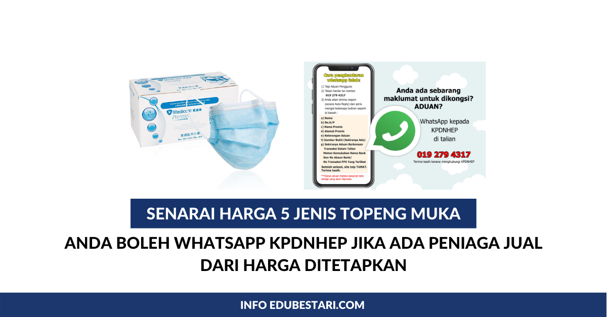 Ini Senarai Harga 5 Jenis Topeng Muka Yang Ditetapkan 