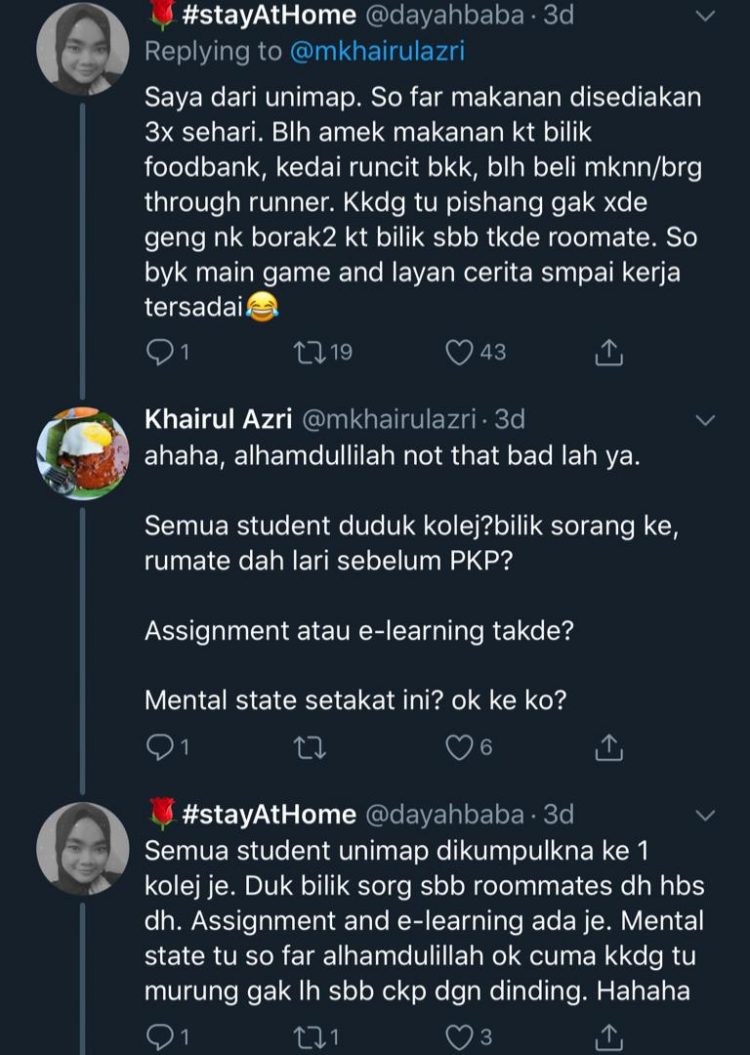 Menarik! Para Pelajar Dari Pelbagai IPT Kongsikan Keadaan Semasa Sepanjang PKP Di Institut Masing-Masing