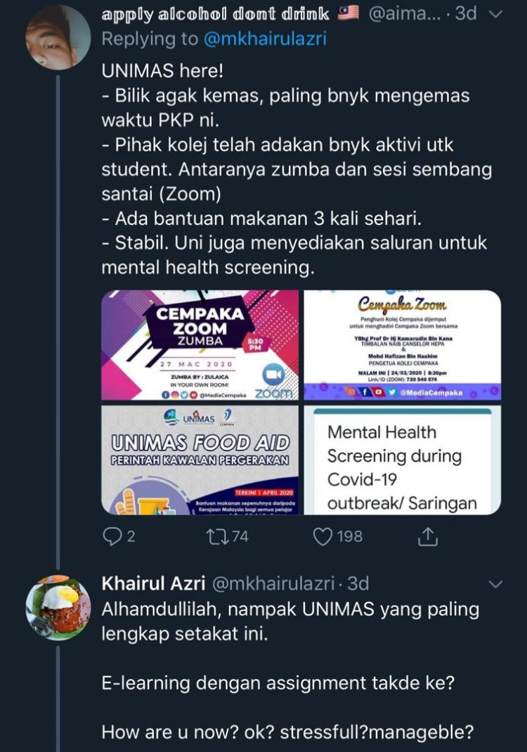 Menarik! Para Pelajar Dari Pelbagai IPT Kongsikan Keadaan Semasa Sepanjang PKP Di Institut Masing-Masing