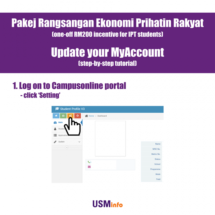 Pembayaran BPN IPT. Pelajar USM Diminta Untuk Update Akaun Bank Di Portal eFAS Untuk Menerima Bayaran