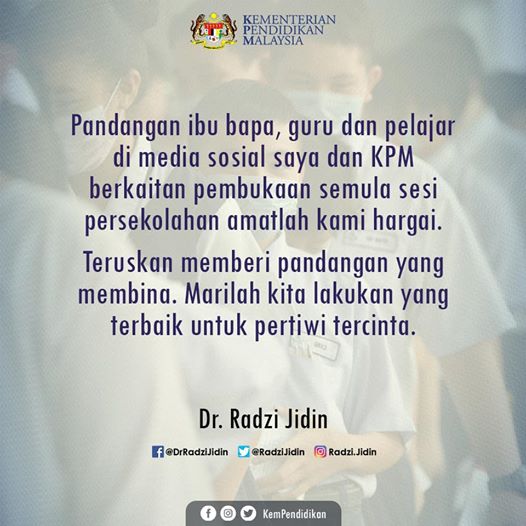 Ramai Ibu Bapa Cadang Tangguh Persekolahan Hingga Malaysia BEBAS COVID-19 Sepenuhnya. Apa Kata Anda?