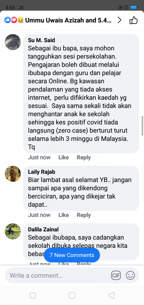 Ramai Ibu Bapa Cadang Tangguh Persekolahan Hingga Malaysia BEBAS COVID-19 Sepenuhnya. Apa Kata Anda?