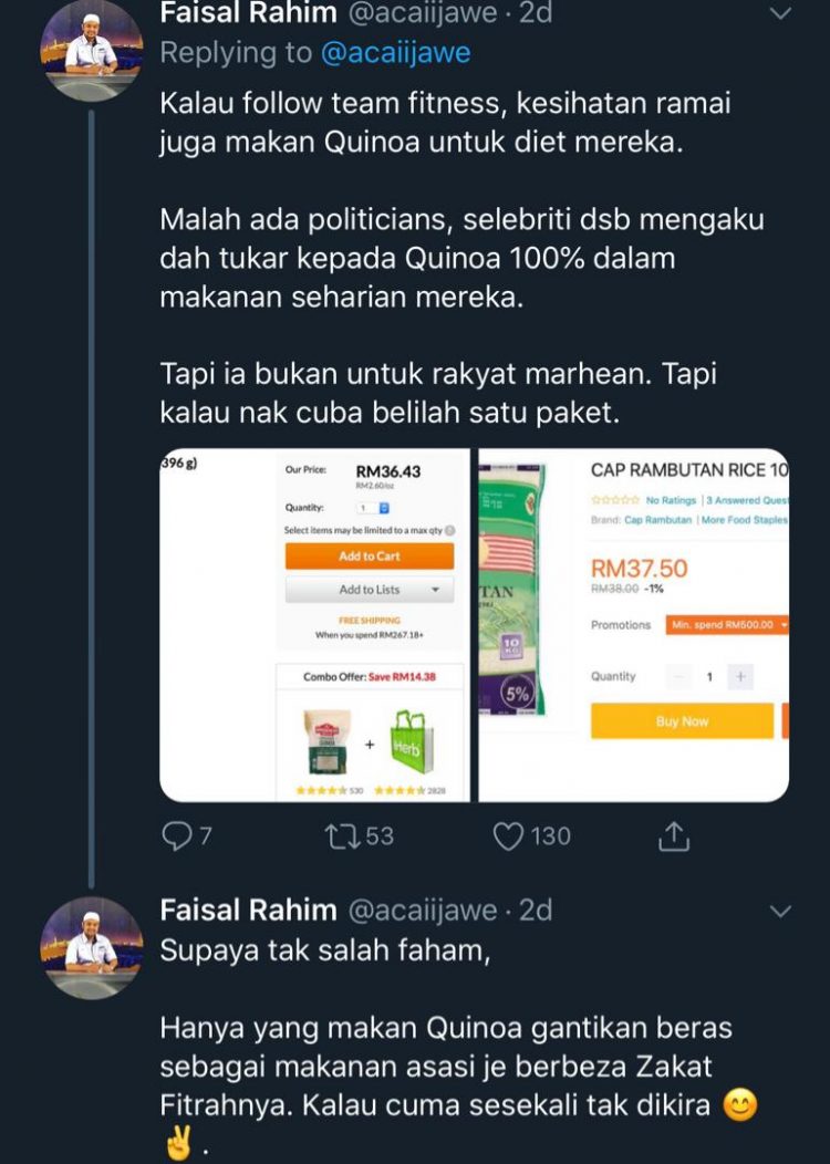 Siapa Makan Quinoa, Zakat Firtrahnya Lebih RM100 Untuk Satu Kepala. Ianya Bukan Beras Biasa-biasa