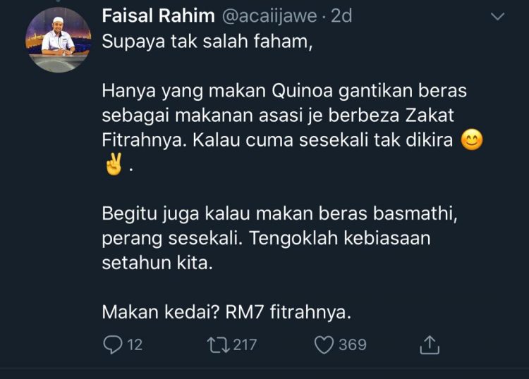 Siapa Makan Quinoa, Zakat Firtrahnya Lebih RM100 Untuk Satu Kepala. Ianya Bukan Beras Biasa-biasa