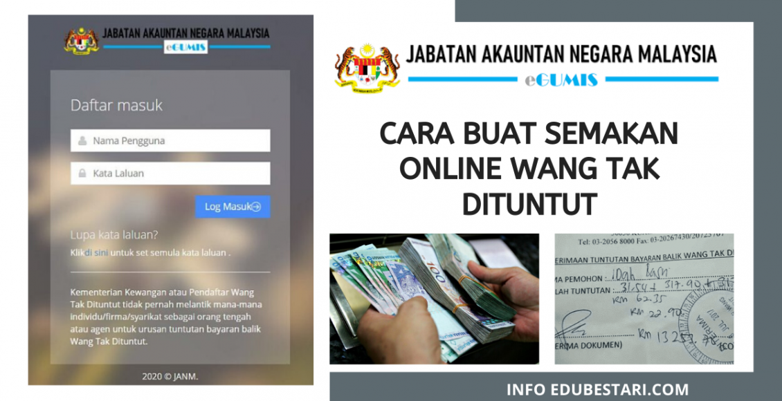 cara buat semakan online wang tak dituntut