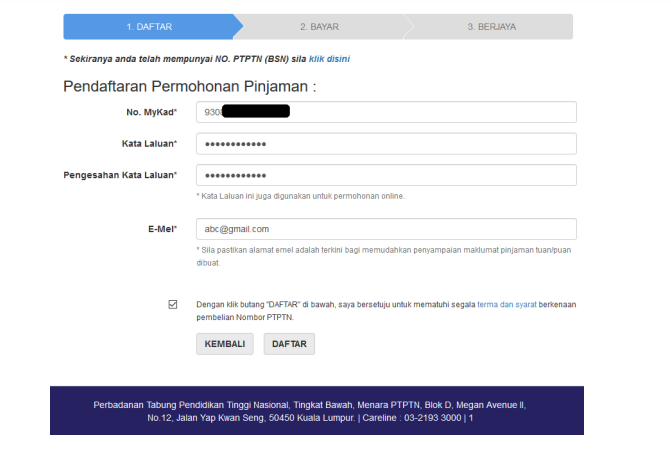 Ptptn Login Pendaftaran Permohonan Pinjaman Ptptn Akaun Baru Lama Edu Bestari