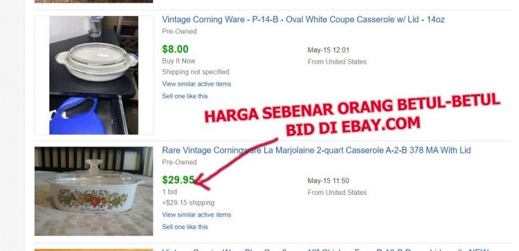 Vintage Corningware VIRAL, ’Rare’ Macam Mana Pun Harga Seunit Hanya USD100-USD150 Je!