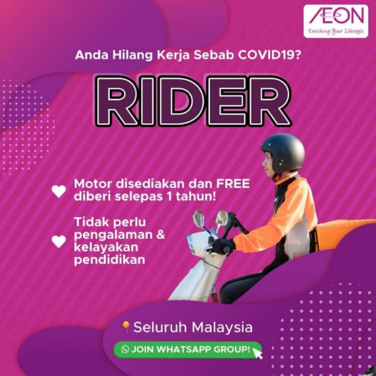 Jadi Rider AEON Dan Dapat Motor Free Selepas Setahun