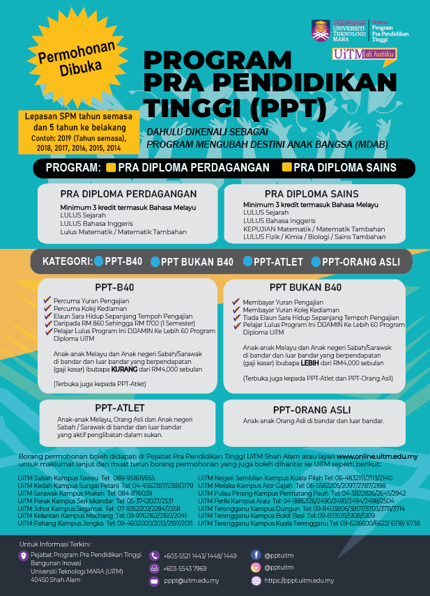 Permohonan Program Pra Pendidikan Tinggi (PPT) UITM ...