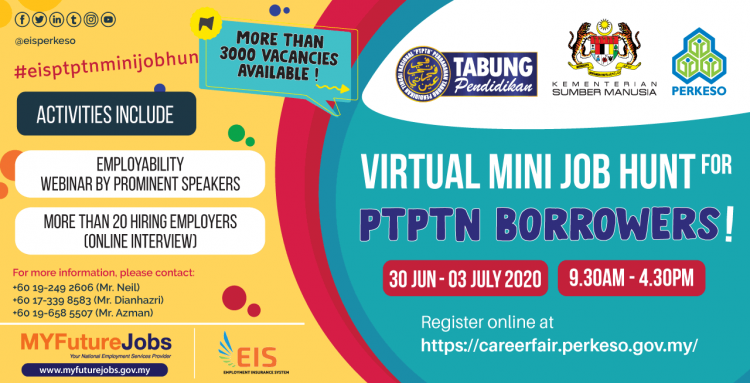 4,609 Jawatan Kosong Ditawarkan Khas Kepada Peminjam PTPTN Melalui Virtual Mini Job Hunt