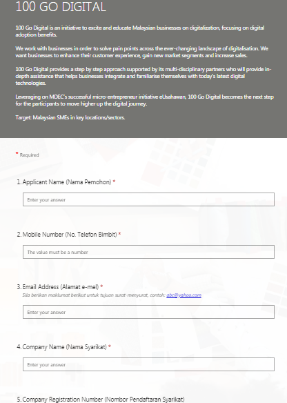 Pendaftaran 100 GO Digital Untuk Usahawan PKS Dapatkan Pendedahan & Kemahiran Pemasaran Digital