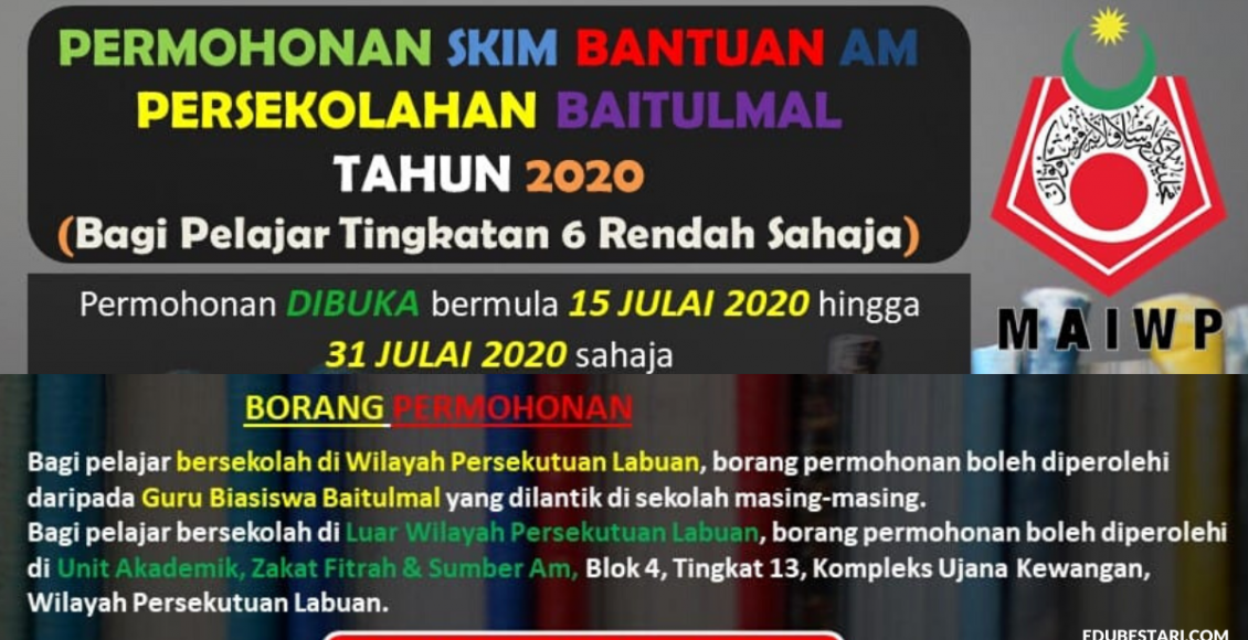 Permohonan Skim Bantuan Am Persekolahan Baitumal 2020 Kini DIbuka