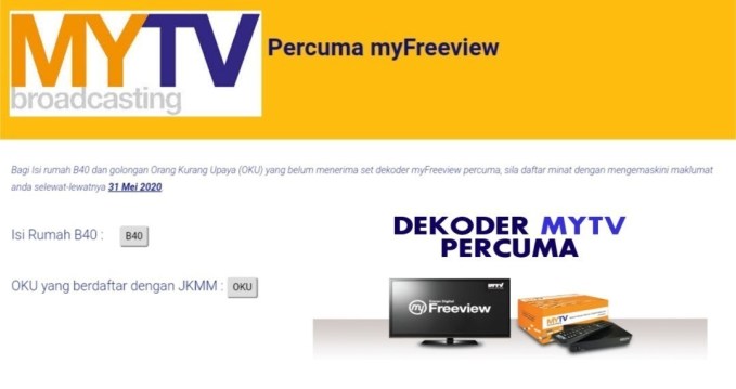 Semakan Status Penghantaran Dekoder MYTV Percuma Bagi Isi Rumah B40 Dan OKU