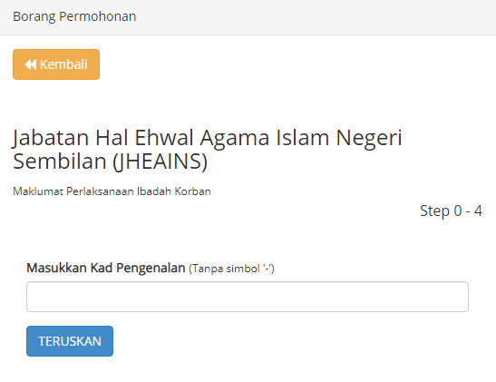 e-qurb@NS: Permohonan Pelaksanaan Ibadah Korban Di Negeri Sembilan Melalui Sistem Online