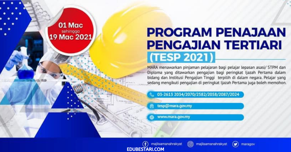 Permohonan Program Tajaan Pengajian Tertiari (TESP) MARA 2021
