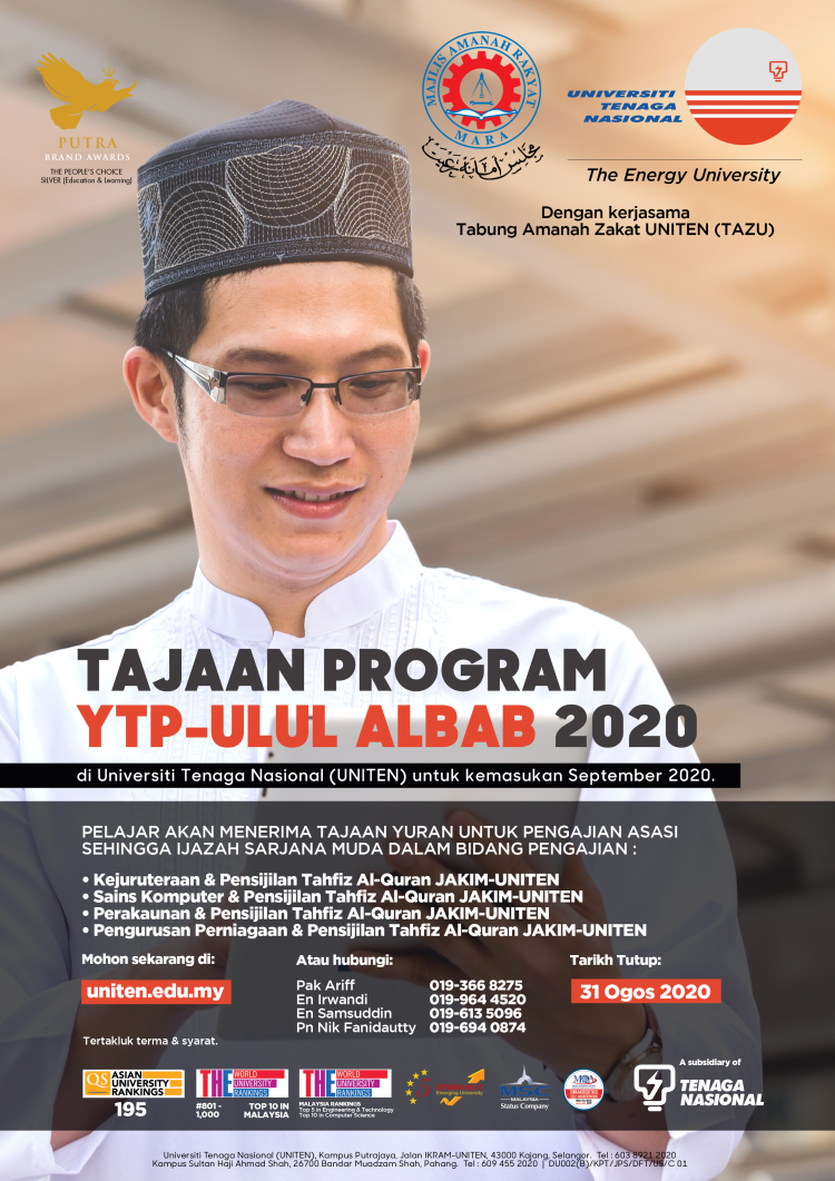 Tajaan Yuran Pengajian Program YTP-Ulul Albab MARA 2020 Bagi Lepasan SPM