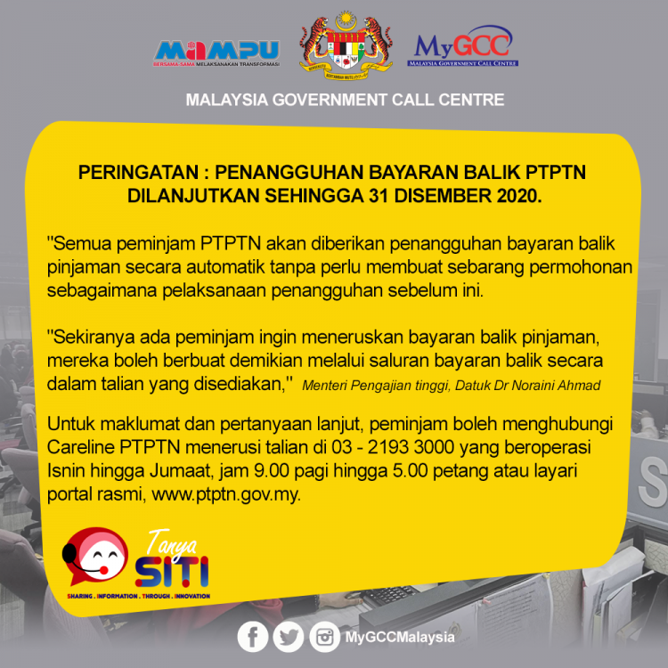 Penangguhan Bayaran Balik PTPTN Dilanjutkan Sehingga 31 ...