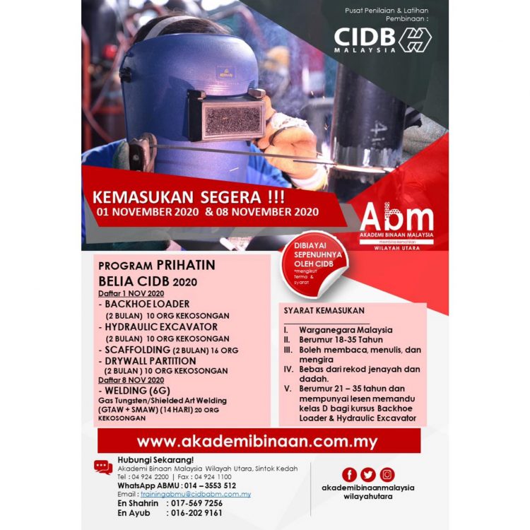 Daftar Program Prihatin Belia Tajaan Penuh CIDB Kemasukan 