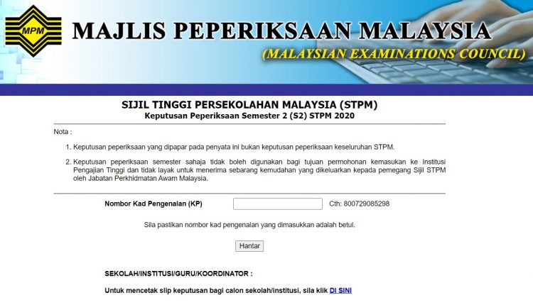 Semakan Keputusan Peperiksaan Sijil Tinggi Pelajaran Malaysia Stpm Setiap Semester Secara Online Edu Bestari
