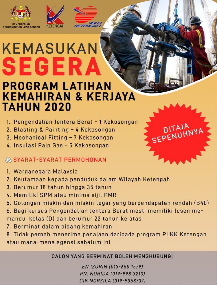 Tawaran Program Latihan Kemahiran & Kerjaya 2020 Buat Lepasan SPM. Mohon Sekarang