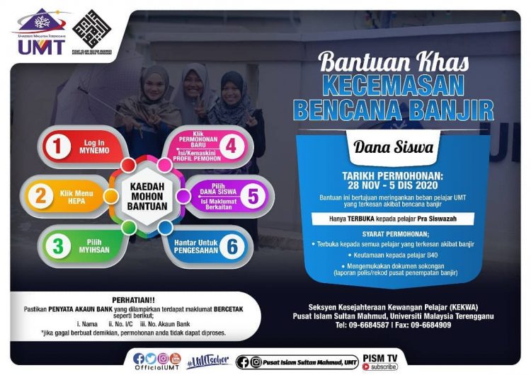 Permohonan Bantuan Khas Kecemasan Banjir Buat Mahasiswa Terlibat Banjir