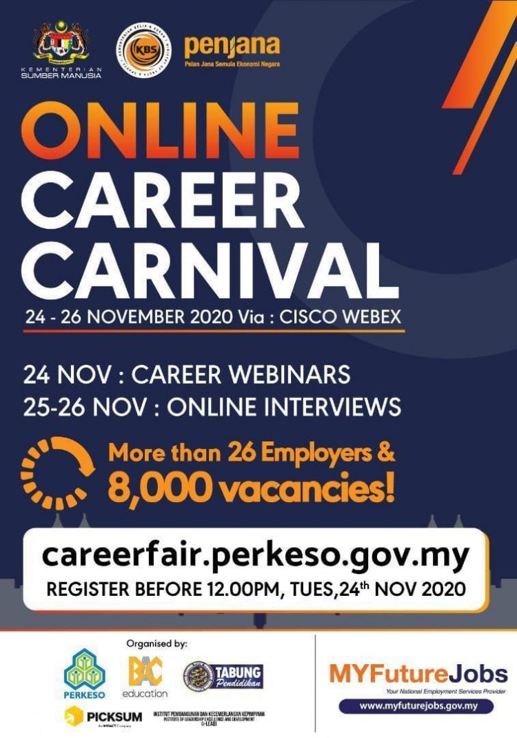 Temuduga Online: 8,000 Peluang Kerja Ditawarkan. Daftar Karnival Penjana Kerjaya Belia 2020 Sekarang