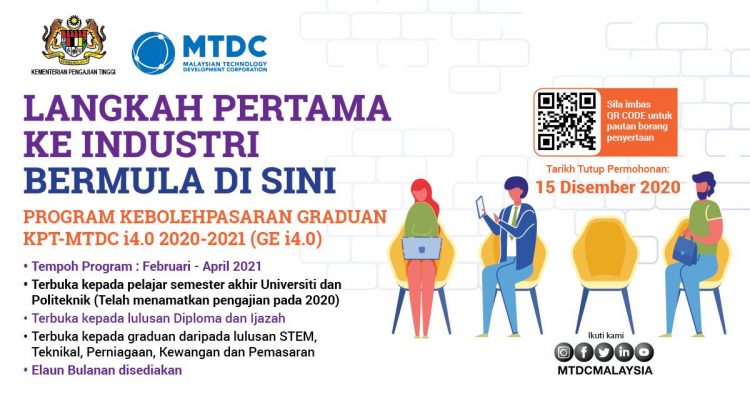 Daftar KPT-MTDC: Program Kebolehpasaran Graduan. Peluang Pekerjaan & Elaun Bulanan Disediakan