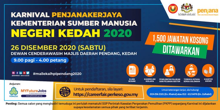 1,500 Jawatan Kosong Ditawarkan Di Karnival PenjanaKerjaya Negeri Kedah 2020. Daftar Sekarang