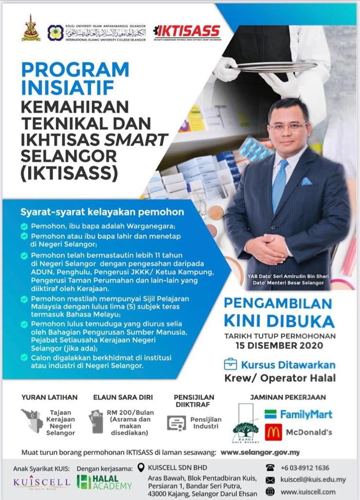 Ikhtisas Smart Selangor: Tawaran Kursus Krew/ Operator Halal Dengan Elaun RM200 Sebulan & Jaminan Pekerjaan