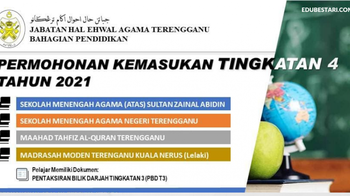 Permohonan Kemasukan Tingkatan 4 Sekolah Menengah Agama Terengganu Tahun 2021 Edu Bestari