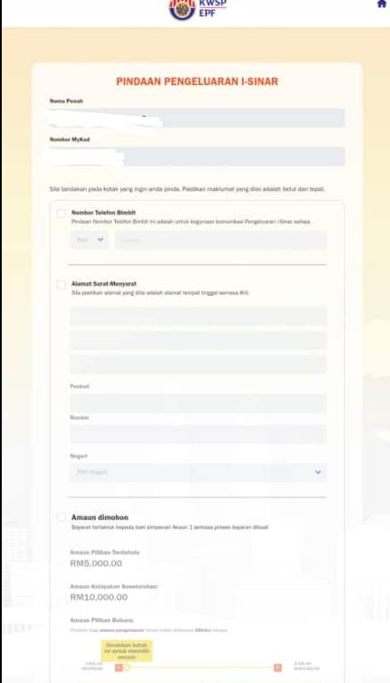 Cara Tukar Amaun Pengeluaran i-Sinar Dengan Mudah Secara Online