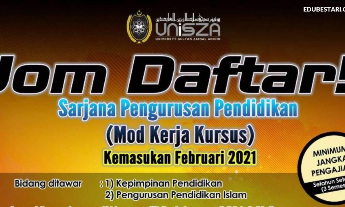 Permohonan Sarjana Pengurusan Pendidikan Unisza Kemasukan Februari 2021 Dibuka Edu Bestari