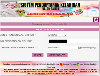 Cara Daftar Kelahiran Di Portal JPN Secara Online Dengan Mudah