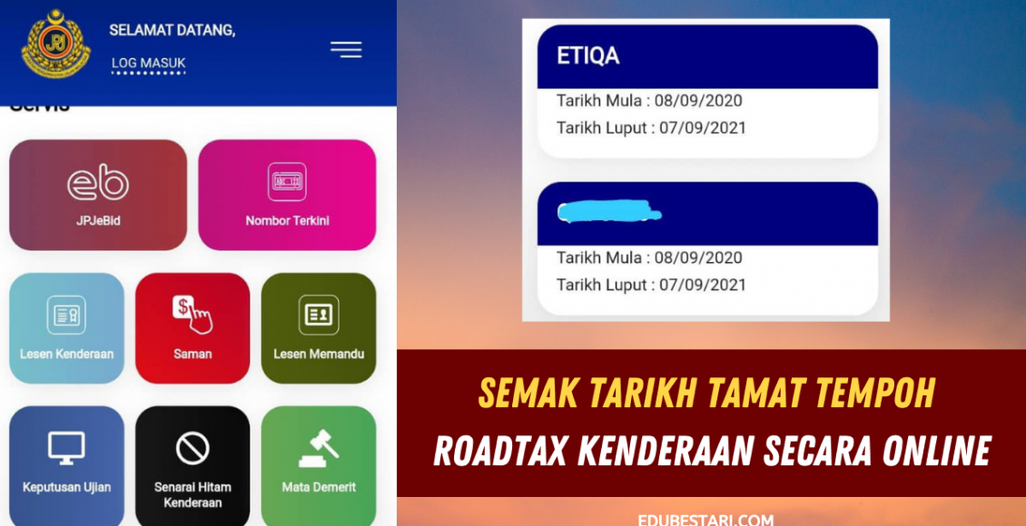 Semak Tarikh Tamat Tempoh Roadtax Kenderaan Secara Online
